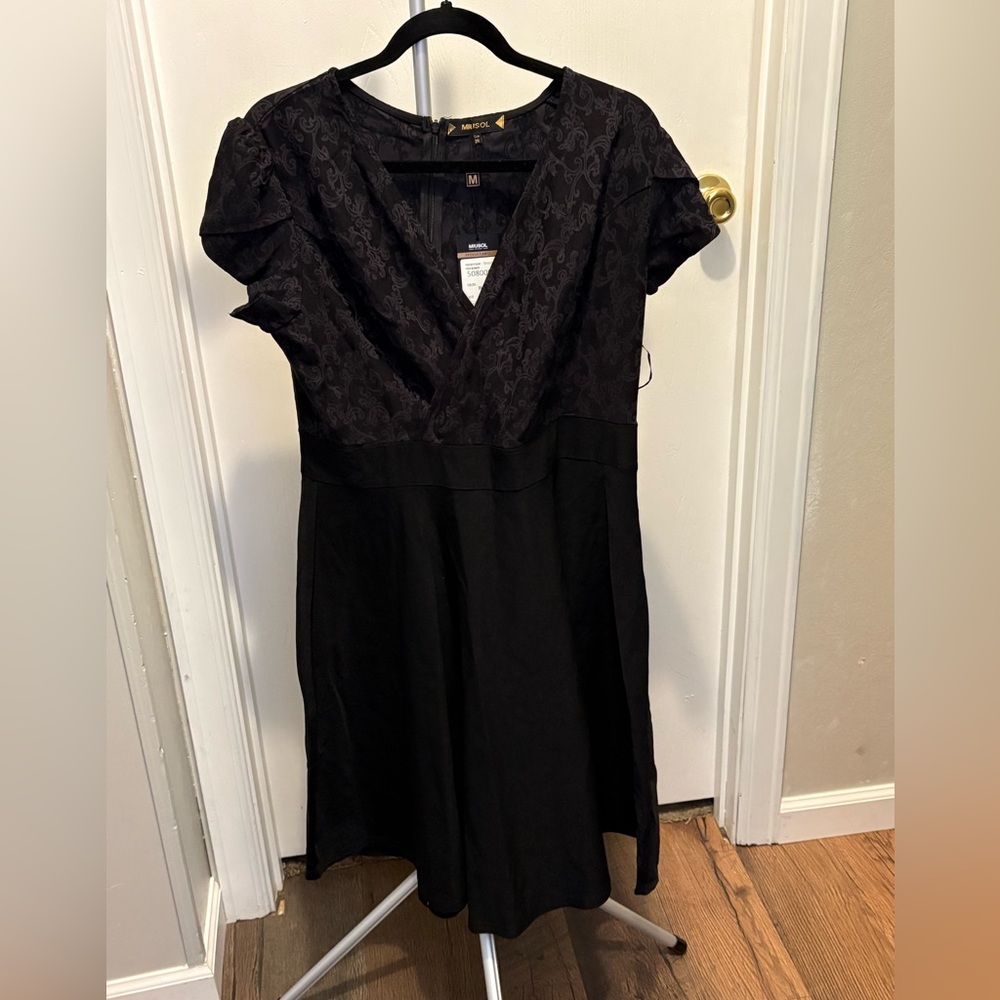 Miusol Black Jacquard Bodice A-Line Dress | NWT